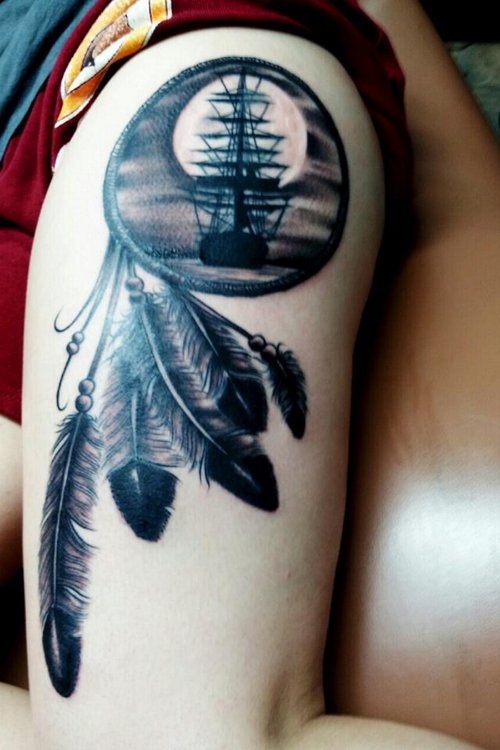 Dreamcatcher Tattoo On Right Half Sleeve